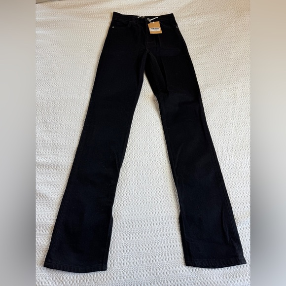 NEW W/ TAGS reformation Liza Slit Hem Ultra High Rise Straight Long Jeans 23 - Picture 3 of 7